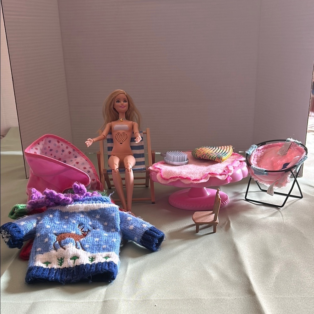 Fashion Doll with Accessories Set - Pink and Blue